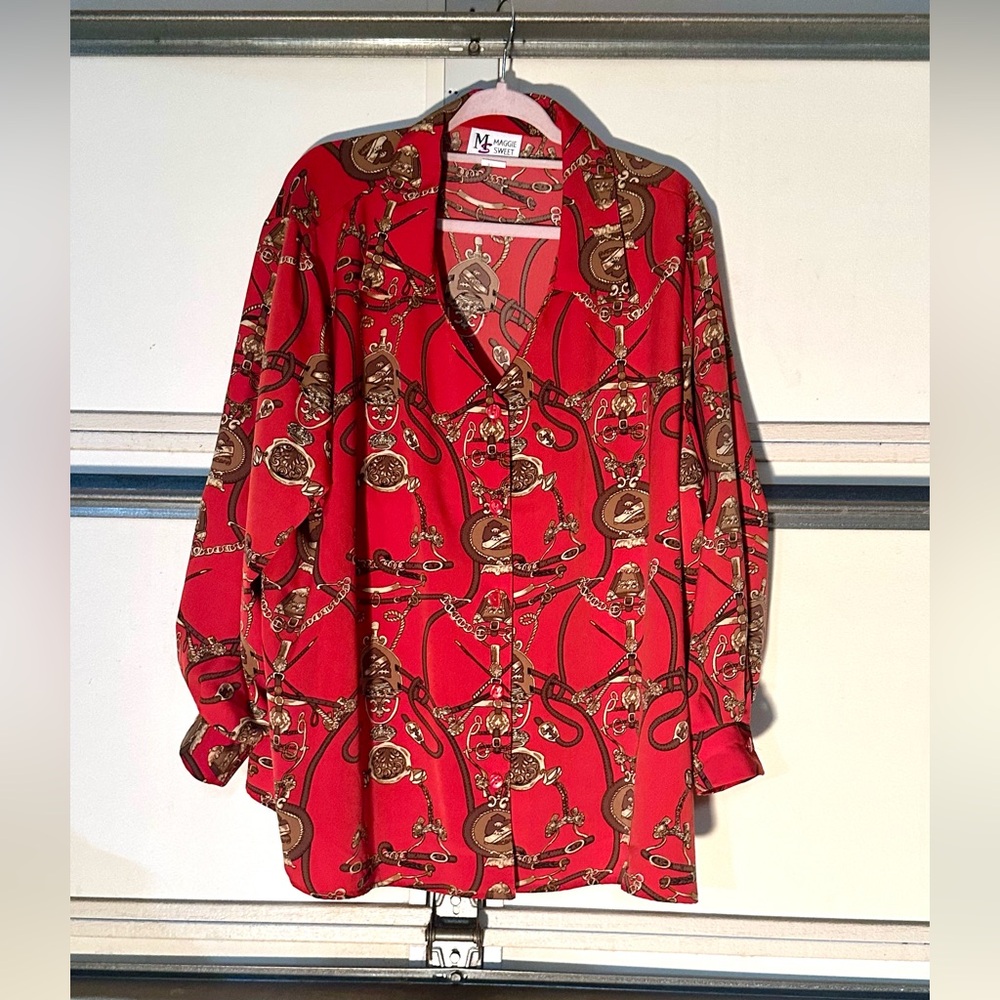 Maggie Sweet Red Vintage Blouse-3x petite
